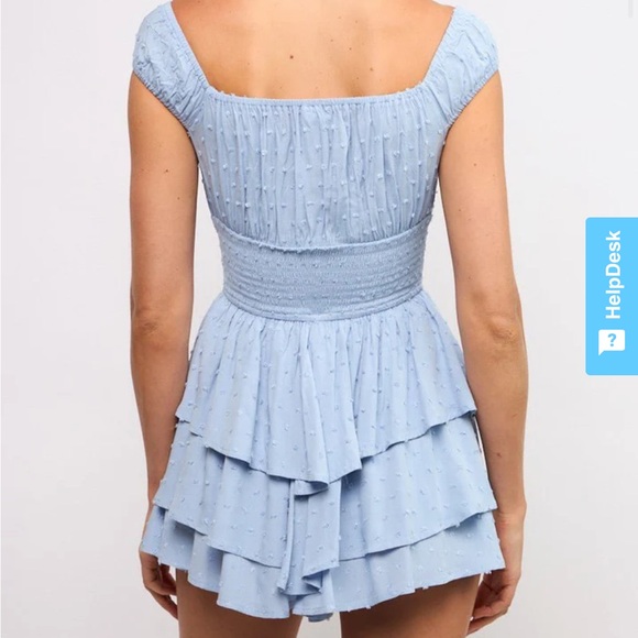 Laney Blue Tiered Ruffle Romper Dress - Picture 2 of 8